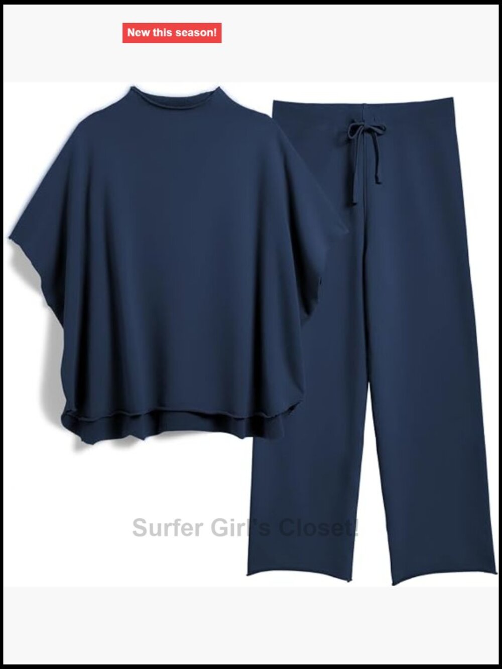 Women's Two Piece Lounge Set Raw Hem Top Wide Leg Pants Cotton Blend